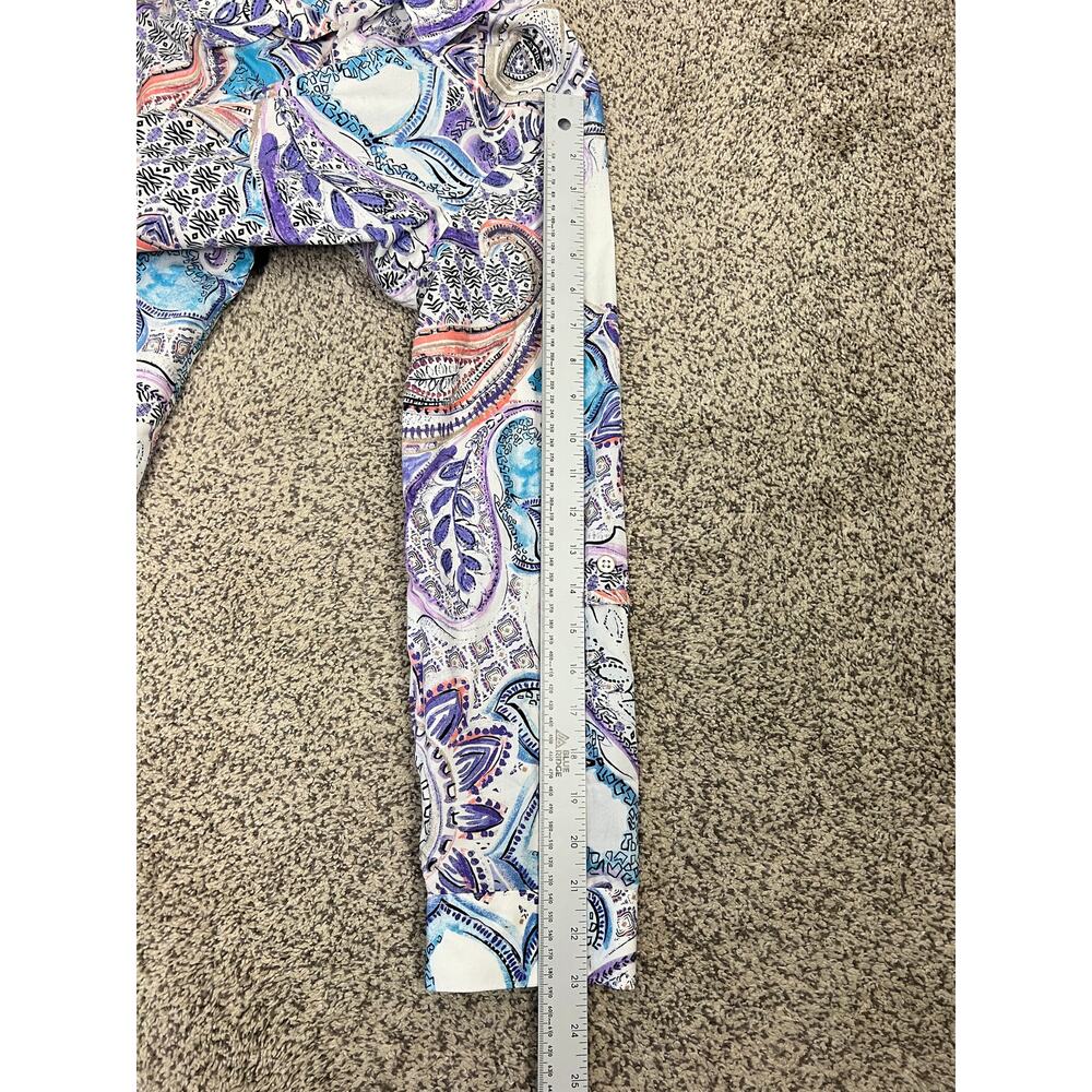 Chico's Women's M Boho Artsy Coastal Resortwear Vacation Paisley Print Blouse - Picture 12 of 13
